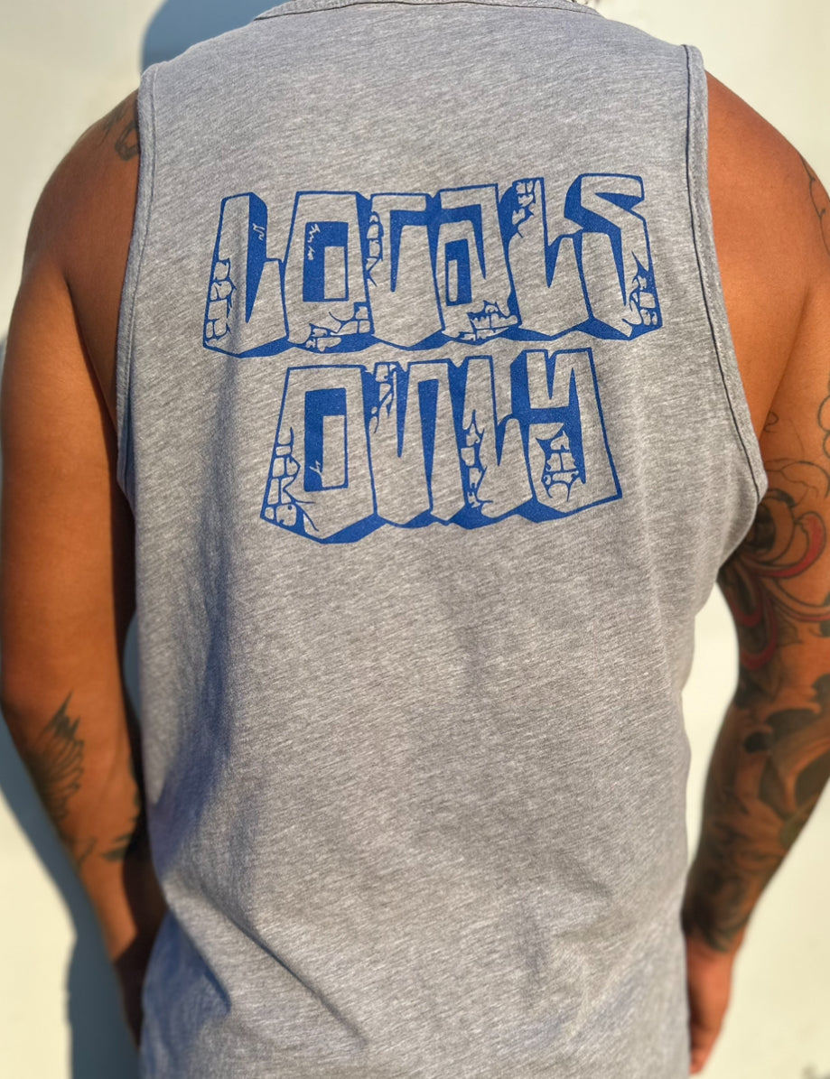 Bic-blue block letter tank